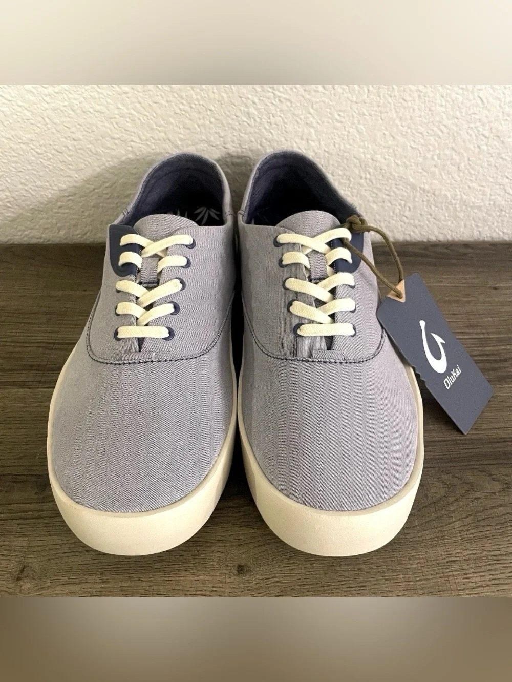 Olukai Tradewind Mens 10 Canvas Navy Denim Sneakers Hawaii Beach Comfort Shoes